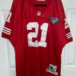 Mitchell & Ness Red and White #21 Football Jersey